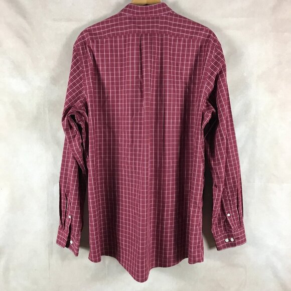 Men's EDDIE BAUER Dark Red Wrinkle Free Plaid Button-Down Shirt XL Tall - Picture 4 of 6